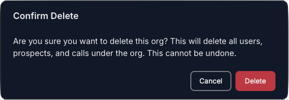 Delete Org