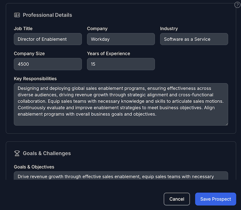 Edit Prospect Properties